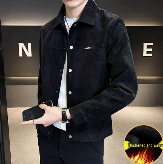 Men's Premium Suede Jacket — Trendy Autumn/Winter 2025 Lapel Shirt Style
