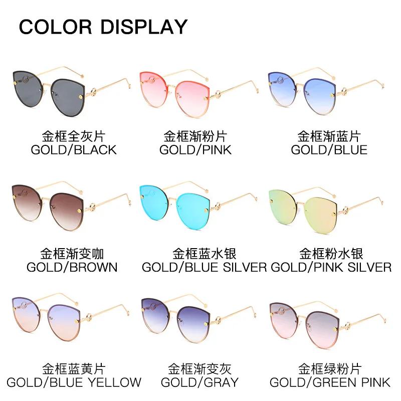 Classic Cat Eye Alloy Sunglasses Woman Brand Designer Big Frame Sun Glasses Female Vintage Metal Oculos Feminino