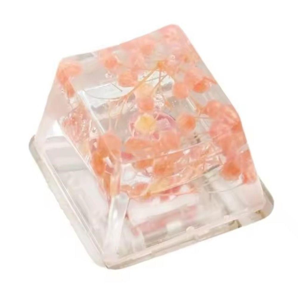 Translucent Mechanical Keyboard Keycap OEM R4 Resin Keycap Dried Flower Keycaps  Cherry MX