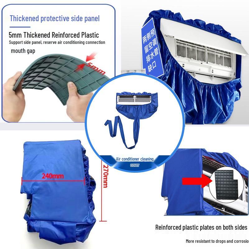 Thickened Oxford Air Conditioner Cleaning Cover with Water Collection and Side Panels for Wall-mounted Units