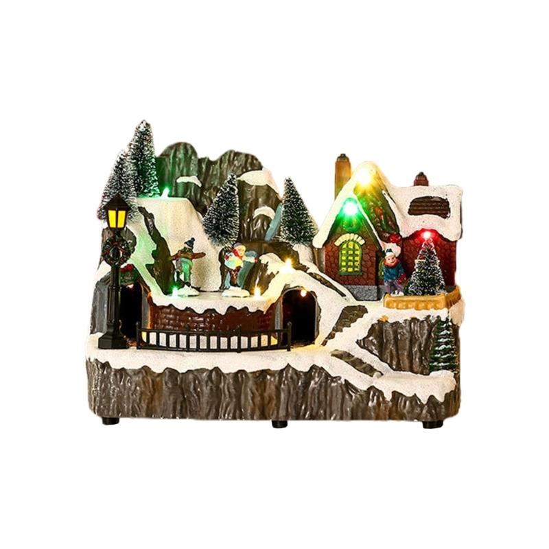 

Рождественская деревенская фигурка домика из смолы, декоративная скульптура, ремесла, принадлежности для внутреннего двора, сада, вечеринки, дропшиппинг