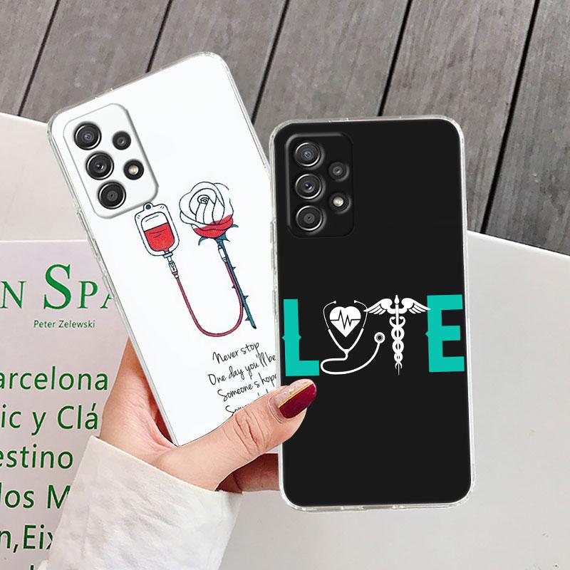 Nurse Medical Medicine Clear Phone Case For Samsung Galaxy A56 A57 A37 A55 A54 A36 A35 A26 A25 A16 A17 A07 A52 A34 A73 A53 Cover