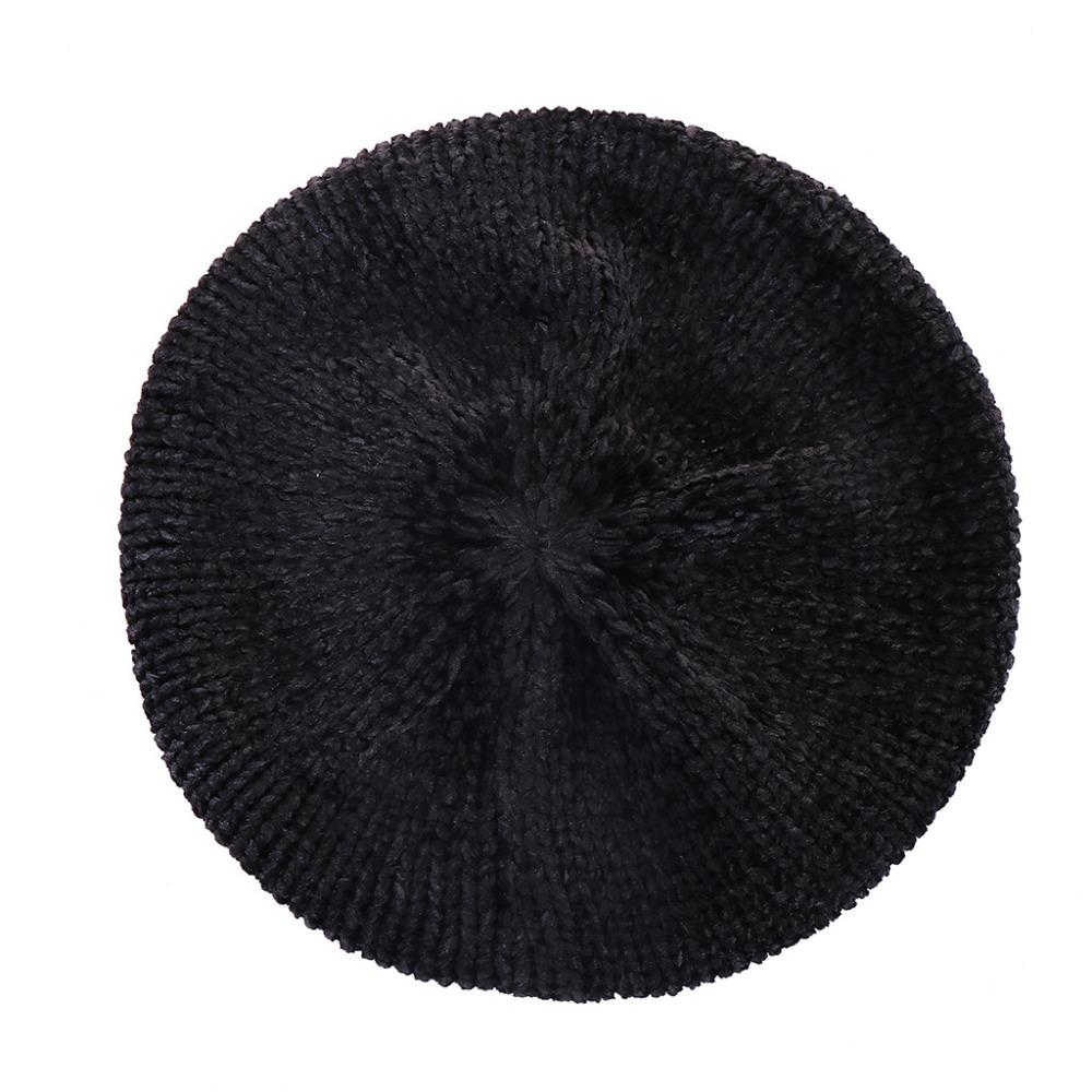 Soft Chenille Knitted Beret Hat Knitted Plain Beret Cap New Warm Winter Hat Spring, Autumn, Winter