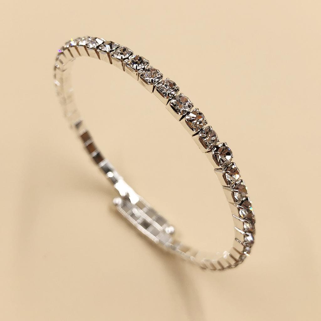 Bridal Jewelry, Fashionable Single-row Elastic Open Bracelet, Single-layer Double-layer Claw Chain Steel Ring Bracelet Bracelet.