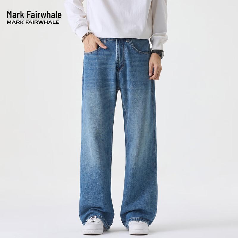 Mark Fairwhale Men's Retro Loose Straight Blue Denim Jeans