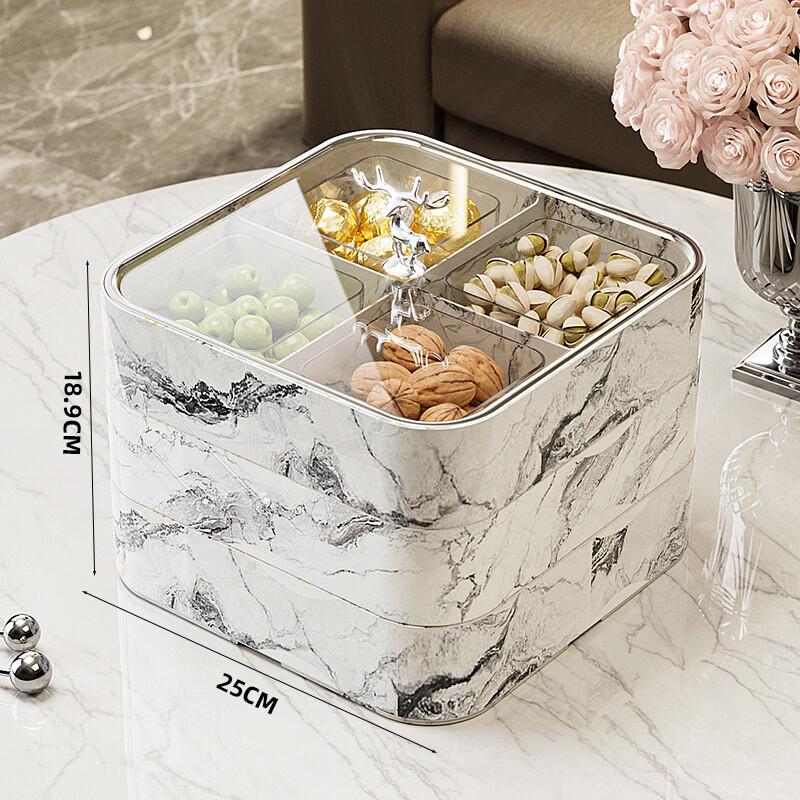 Lucky Deer Faux Marble 3-Layer Snack Box