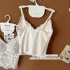 French Pure Lace V-neck Suspender Underwear Sexy Back Integrated Cup Inner and Outer Wear Slim Vest