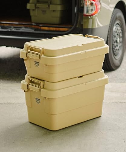 GORDON MILLER 50L Stackable Trunk Cargo Storage Box Organizer, Dark Gray, with Lid, Outdoor Seating, Large Capacity, 1664702