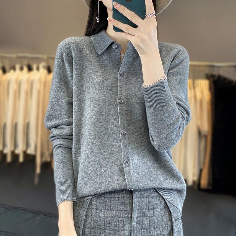 Women's Cashmere Cardigan Qinghe Cashmere 30% Cashmere 70% Wool Women's Autumn and Winter Cashmere Cardigan Soft and Warm