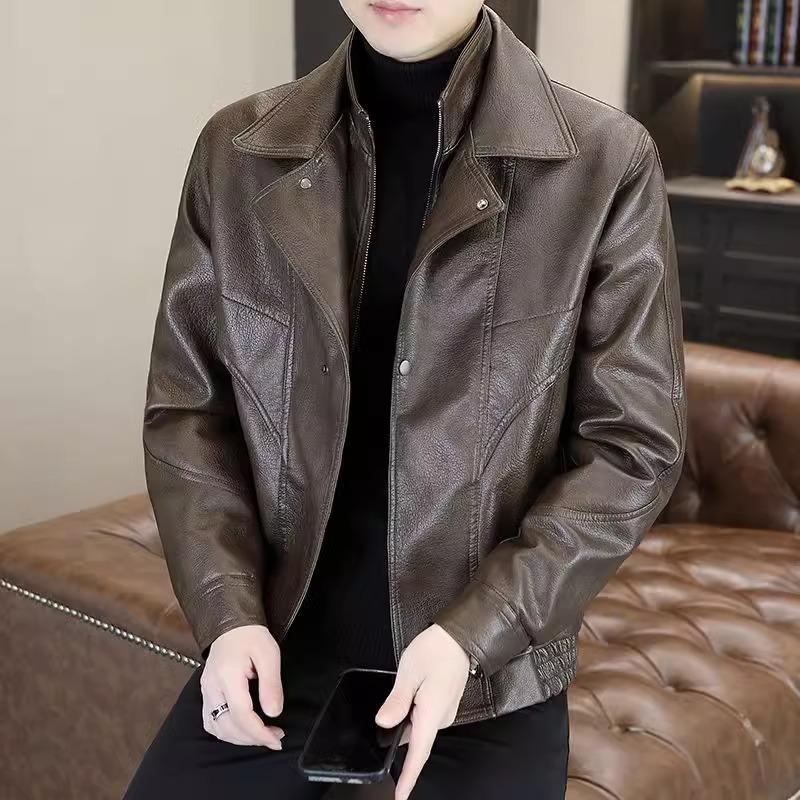 Men's Casual PU Leather Jacket - Trendy, Versatile, and Loose Fit for Autumn and Winter