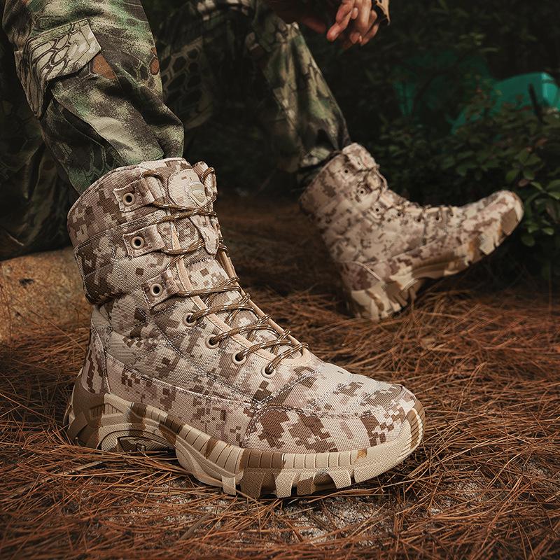 2024 Men's Plus Size High-Top Camouflage Combat and Hiking Boots