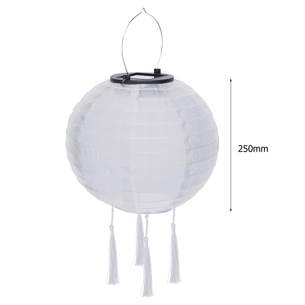 12 Inch Colorful Lantern Waterproof Outdoor Garden Decoration Holiday Supplies Nylon Round Hanging LED Solar Lantern
