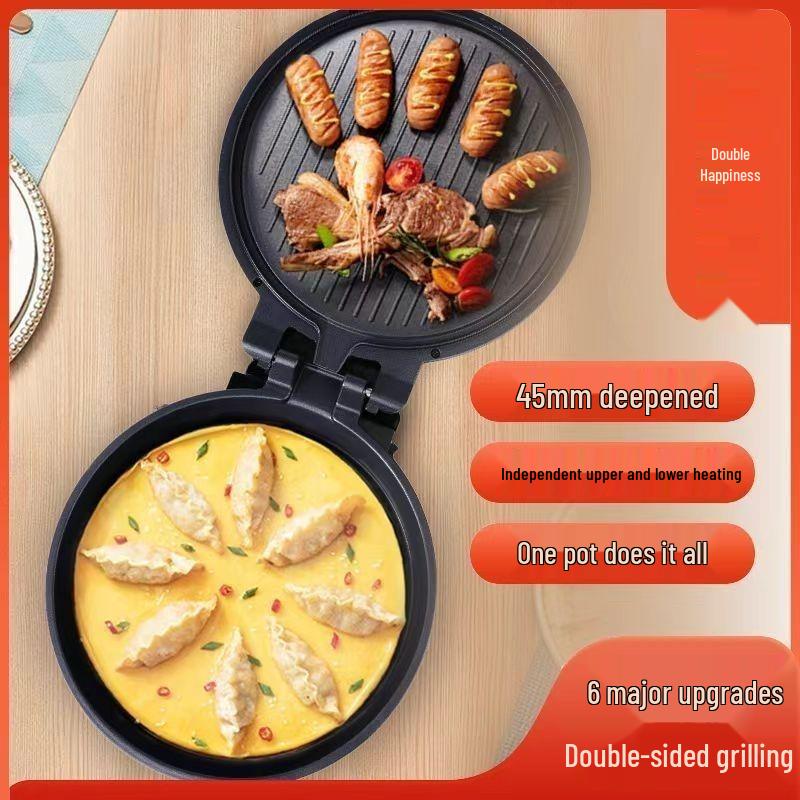 Home Electric Griddle: Double-Sided Heating, Non-Stick, Deep Grill Pan for Barbecue, Fried Eggs, Pancakes.