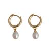 1 Pair Pearl Earrings for Women, Small Hoop Earrings, Gold Plated Faux Pearl Dangle Drop Earrings, Bridesmaid Wedding Jewelry