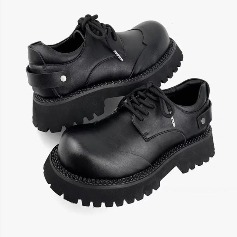 Hight Quality Spring New Street Style Height Increasing Leather Shoes For Men's Women Black Hombre Teenagers Daily Casual Dress