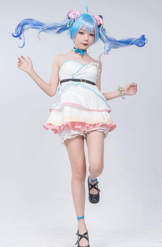 [Milky Time] Hatsune Miku Cosplay with Wig, Vocaloid, Thanksgiving, One-Piece Dress, White, Miku
