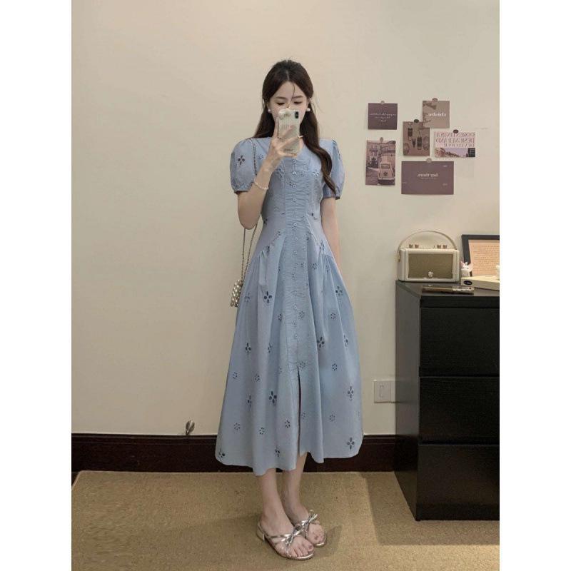 

Plus Size Women s Slimming V-Neck Short Sleeve A-Line Dress - Summer 2026 Collection 4XL (Recommended: 170-190 jin)