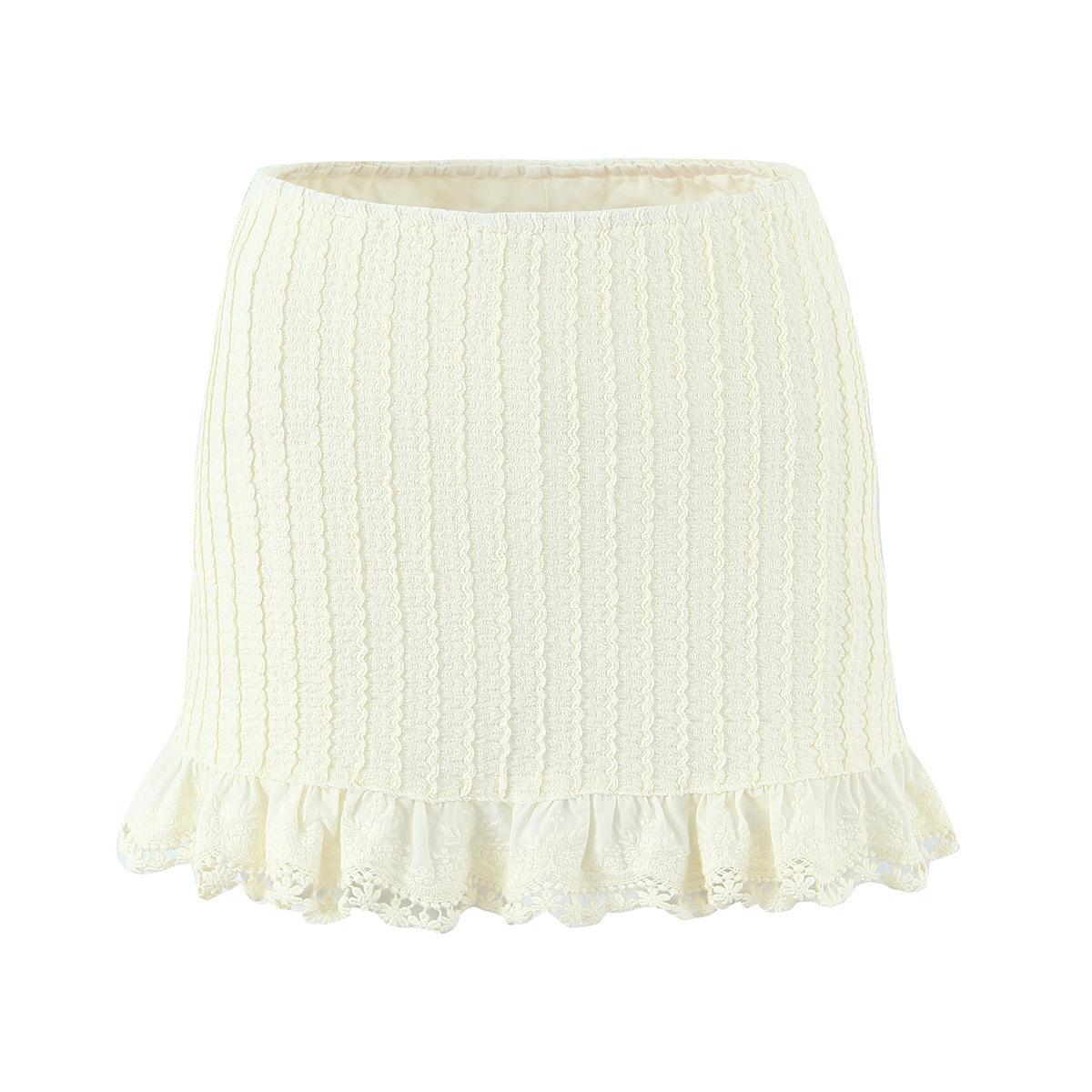 European and American style, new women s clothing, lace lace splicing, hip-wrapped and thin knitted skirt, skirt S абрикосовый
