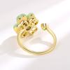 Green Cat Eye Clover Adjustable Ring With Geometric Design For Womens Fashion Accessories
