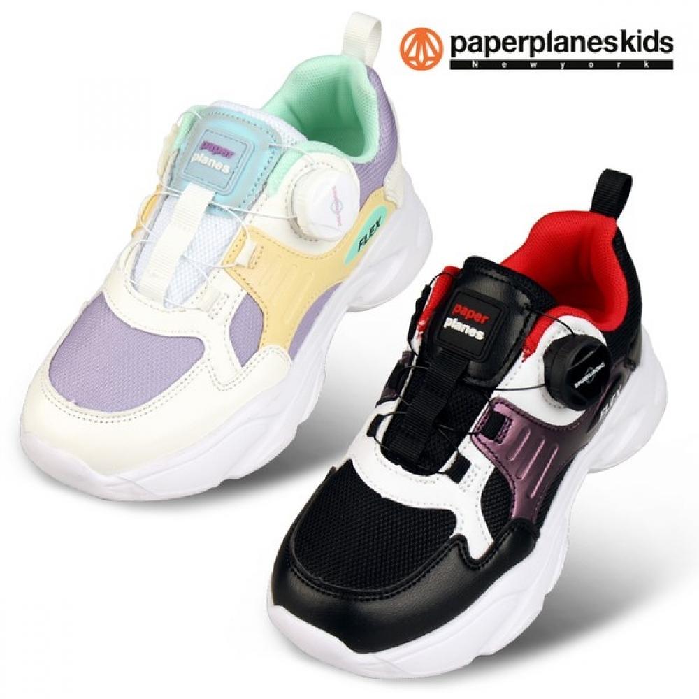 

[paperplane Kids] Kids Dial Sneakers No Laces Boa Shoes white purple/230