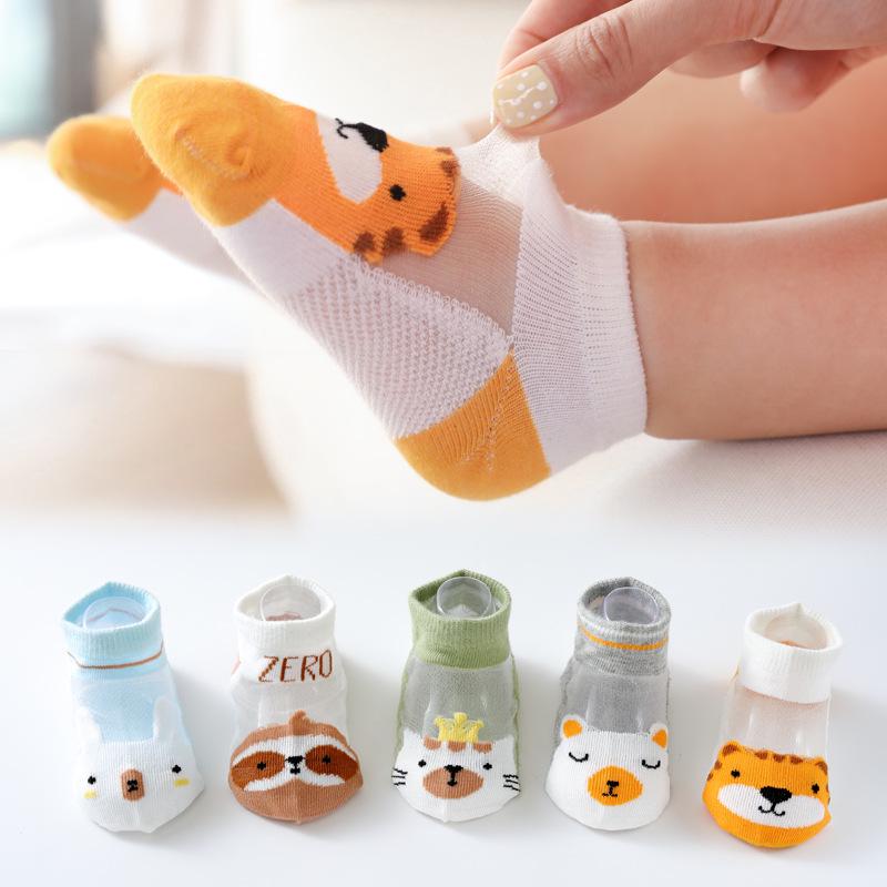 Girls Sock 5 Pairs/lot 0 To 5 Yrs Spring Summer Thin Kids Cotton Mesh Boat Sock Lovely Animal Breathable Toddler Boys Ankle Sock