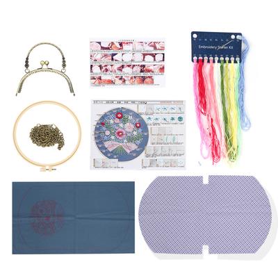 DIY Embroidery Bag Flower Pattern Portable Handbag Crossed Bag 16.5cm(non Finished)