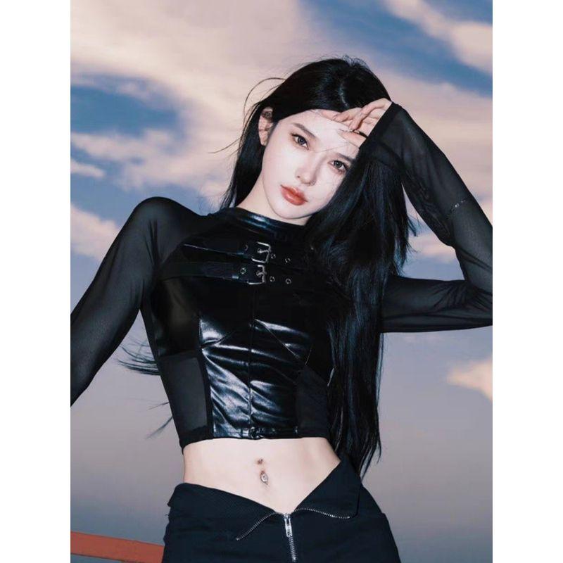 

Мода Отходы Почва Стиль Джаз Танцевальные Топы Женские Джаз Танцы Kpop Женский Костюм для Командного Танца Одежда Подходит Сетчатая Футболка Black Tops S