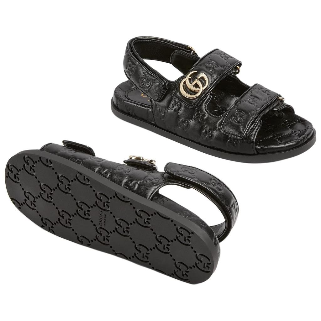 Gucci Wmns Double G Sandal 'Black' Women's 816625 AAEGP 1000