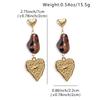 Stainless Steel Leopard Print Love Heart Dangle Stud Earrings for Women