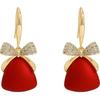 Chinese style red festive lucky bag bow earrings women's niche light luxury fashion earrings high-end earrings
