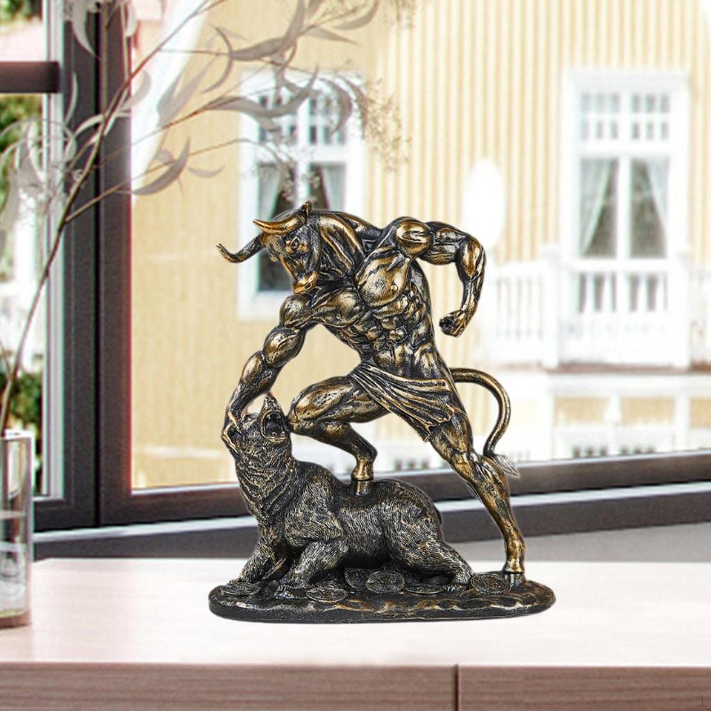 Statue Animal Sculpture Ornament Decorative Home Office Decor Resin Figurine for Stock Market Lovers