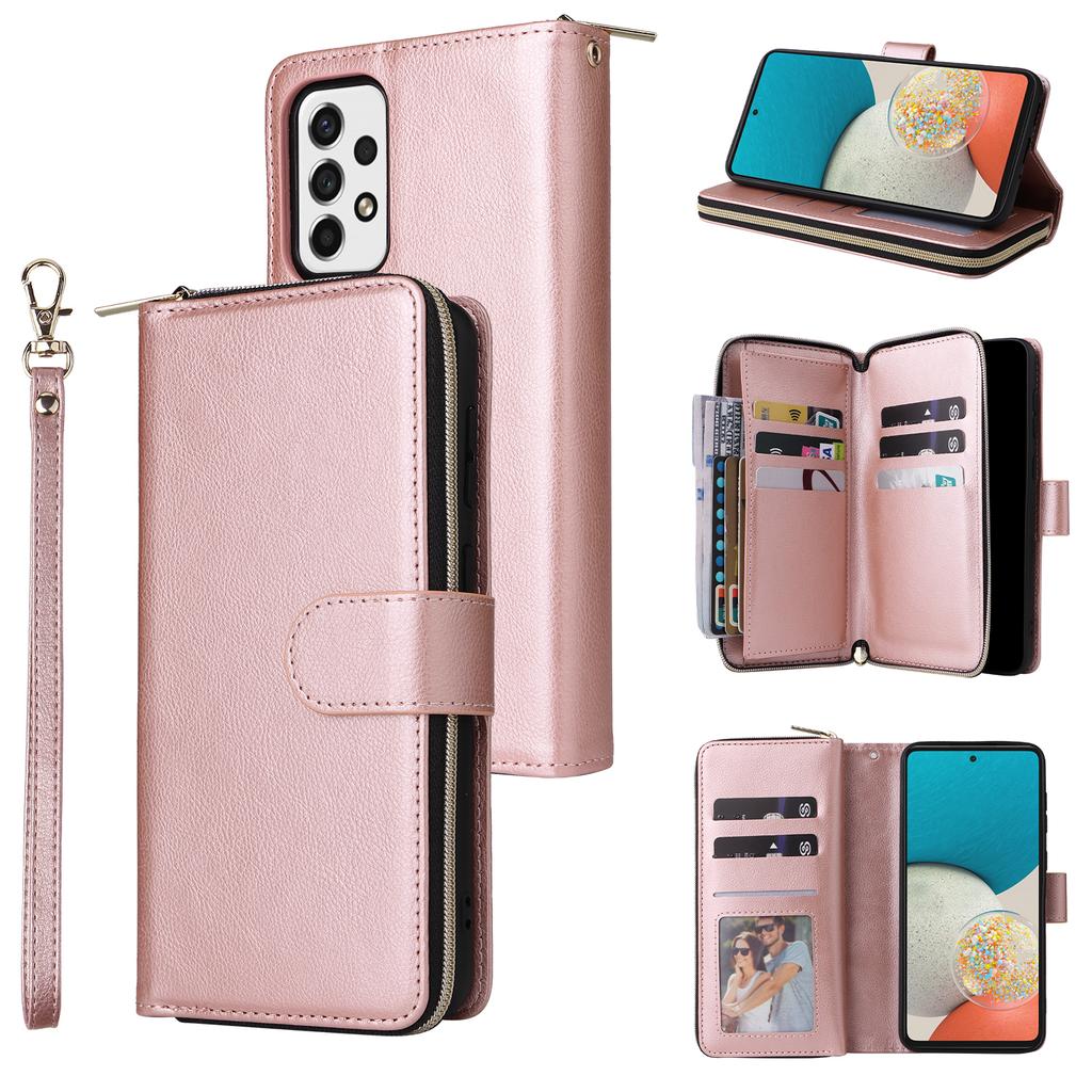 For Samsung Galaxy A53 5G Case Card Slots Zipper Wallet Leather Phone Cover