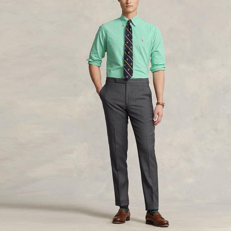 Polo Ralph Lauren SS23 Checkered Polo Shirt Long Sleeve Men Shirts Green MNPOWOV16822863-999