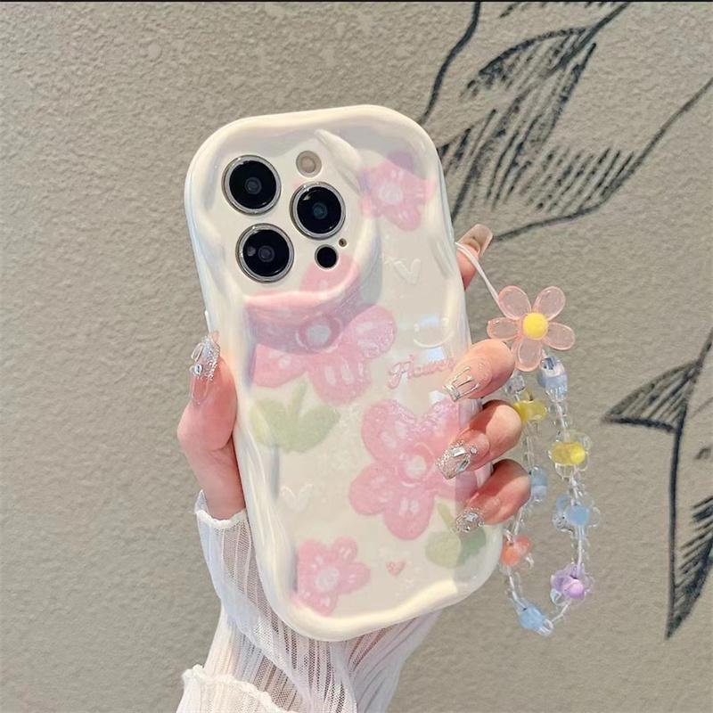 Colorful Flower Wrist Strap Case For Motorola Moto Edge 50 Fusion Pro Ultra G84 G14 G75 G35 G05 G15 G22 G30 G24 G54 G34 E22 G35