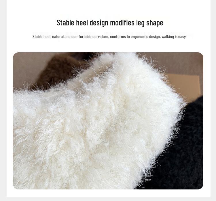 Women's Fuzzy Thick-Soled Closed-Toe Slippers - Warm, Fashionable, and Cute for Indoor/Outdoor Wear