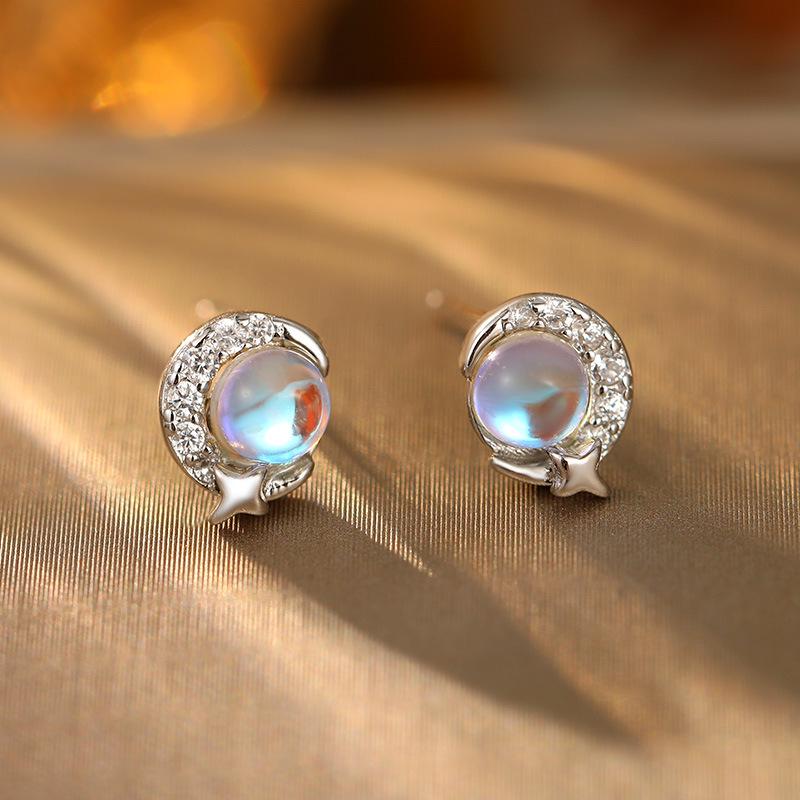 

Серьги из серебра 925 пробы с лунным камнем «Под баньяновым деревом» для женщин – Дизайн «Звезда и Луна» 925 Silver платиновый