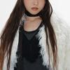 Jacquard Leopard Long Tie Scarf (Black)