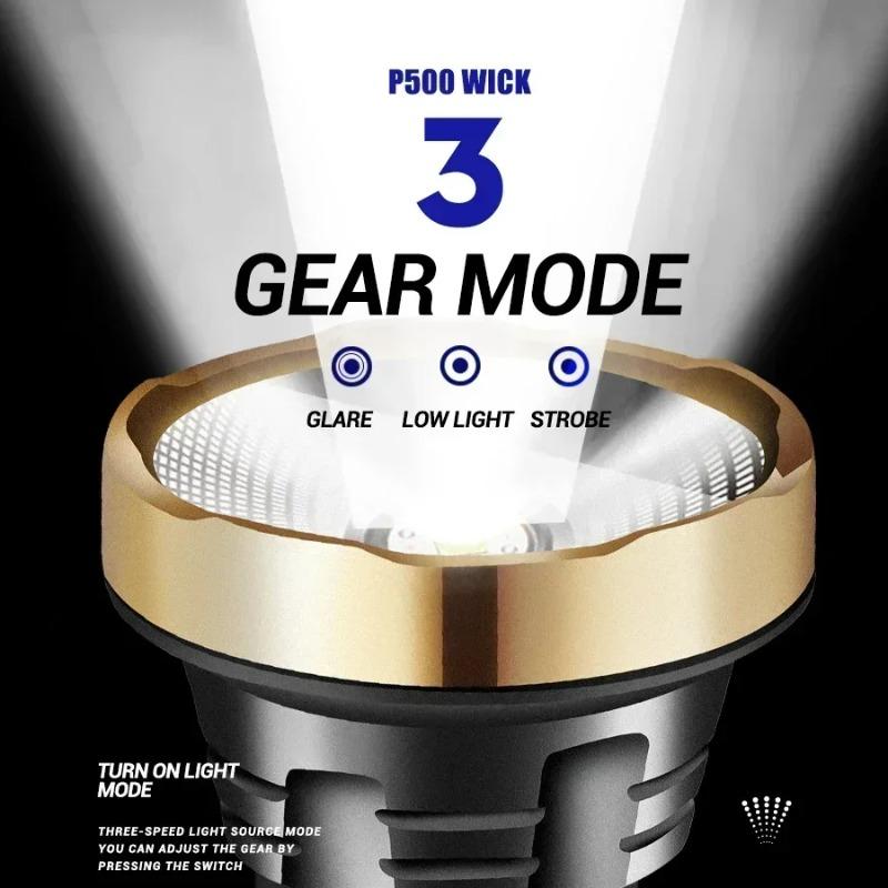 USB Rechargeable Flashlight Highlight Powerful LED Flashlight Outdoor Super Bright Portable Lighting LED Camping Light Travel