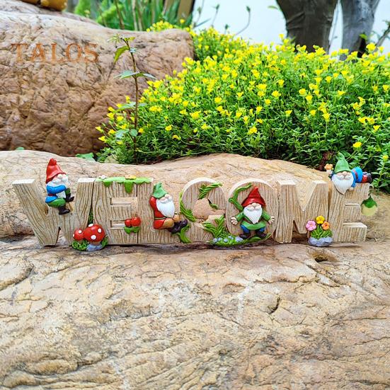 Zwerg-Willkommensschild, Kunstharz, Cartoon-Zwerg-Ornament, Gartenzwerg, Brief, Willkommensschild für Zuhause, Büro, Balkon, Innen- und Außendekor