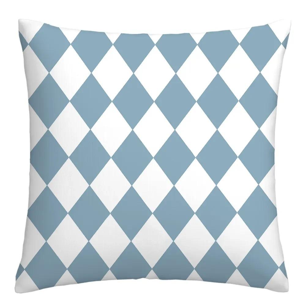 Blue and White Geometric Diamond Pillowcase Office Living Room Home Pillowcase Car Ornaments