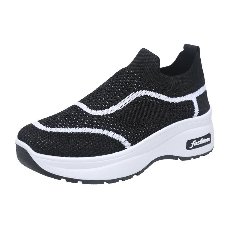 24-Year-old New Mesh Breathable Casual Shoes Heightened Thick-soled Non-slip and Wear-resistant Elderly Walking Shoes One-pedal Mother Shoes