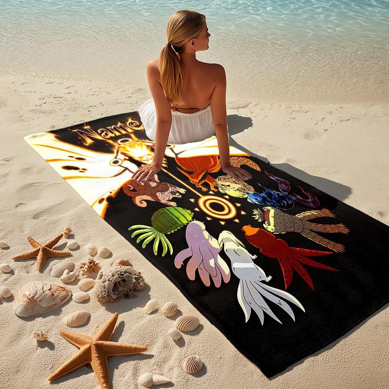 Custom Name Dark Fantasy Stylish Digital Printing Beach Towel Quick‑Drying Absorbent Blanket for Beach Pool Gym Travel