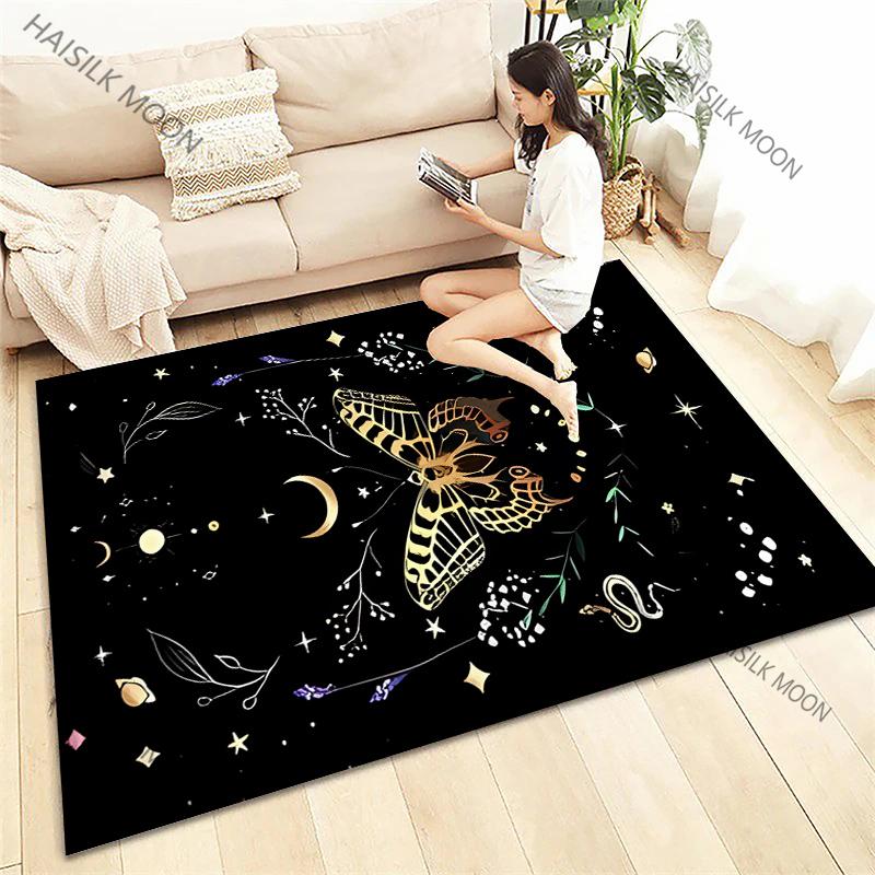 Sun Moon Flowers Tarot Printed Four Seasons Carpet Living Room Bedroom Sofa Office Large Area Decorative Mat Kids Play Rugs Gift
