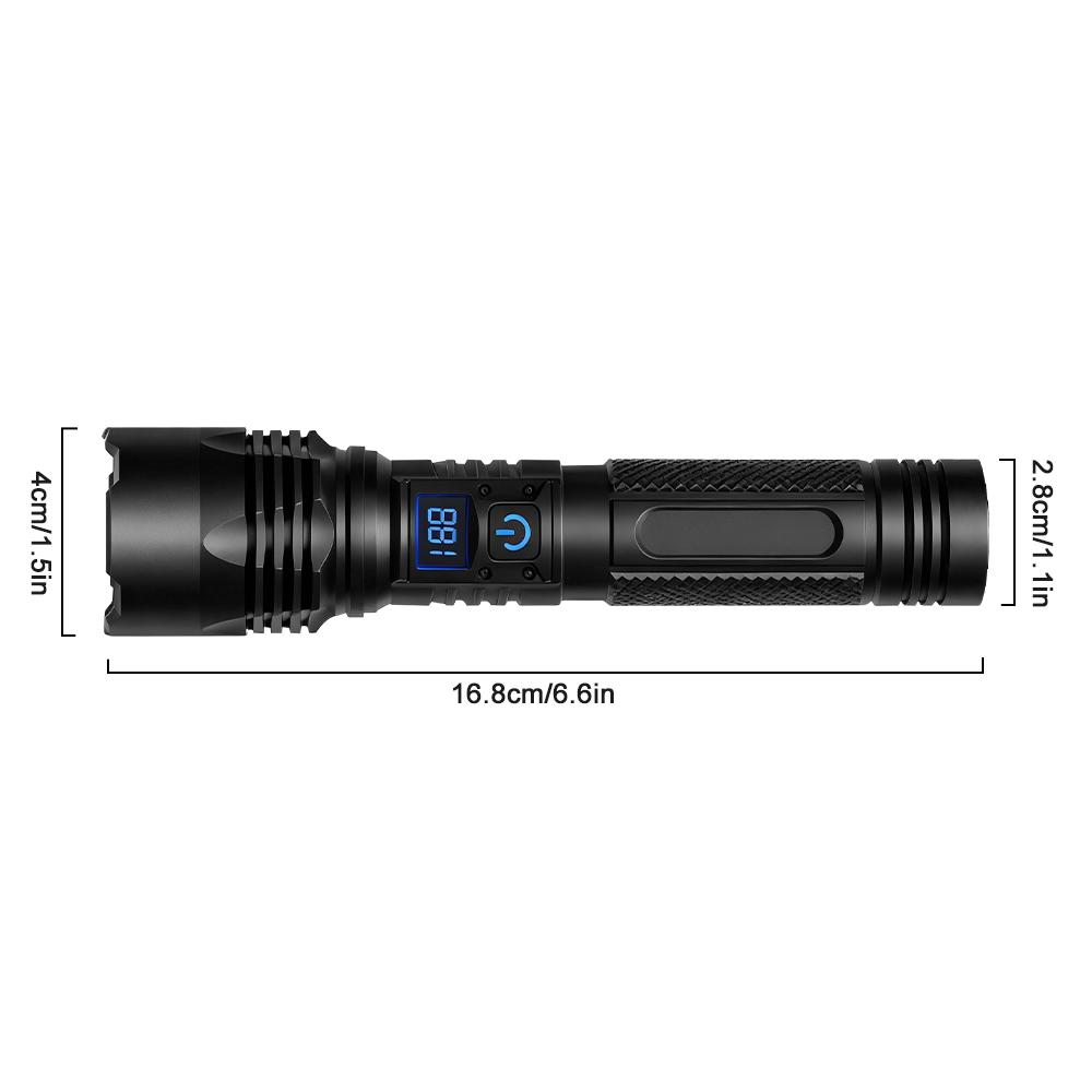 New Outdoor Tactical Flashlight Portable Long-Range Telescopic Zoom LED Digital Display Flashlights Emergency Torch Light