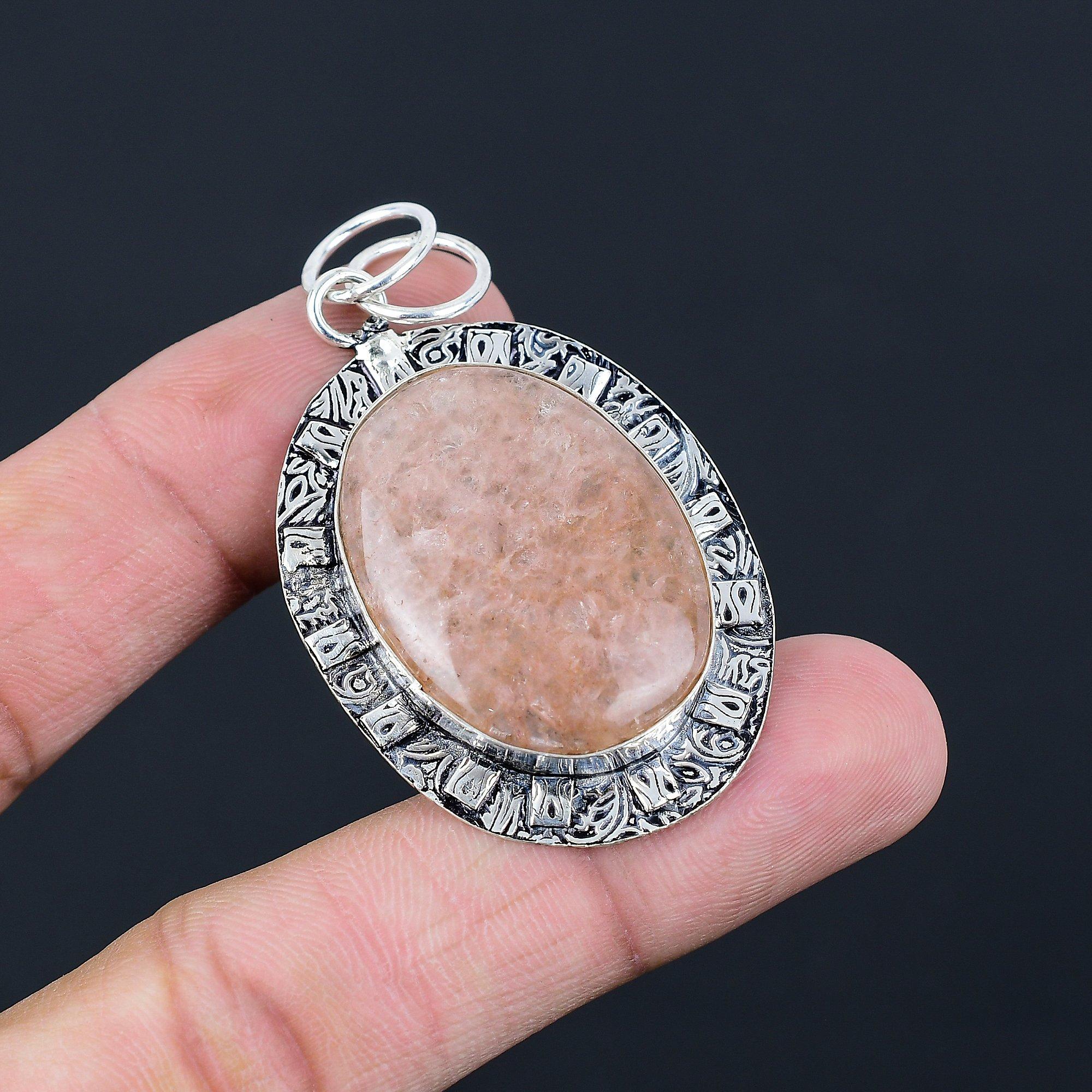 Natural Strawberry Quartz Sterling Silver Wife Wedding Handmade Pendant Jewelry