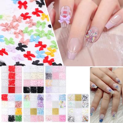 12 Grids 3D Bow Nail Charms Bowknot Nails Art Charms Mixed Shape Nail Art Gems Nails Art Decorations for Women Girls