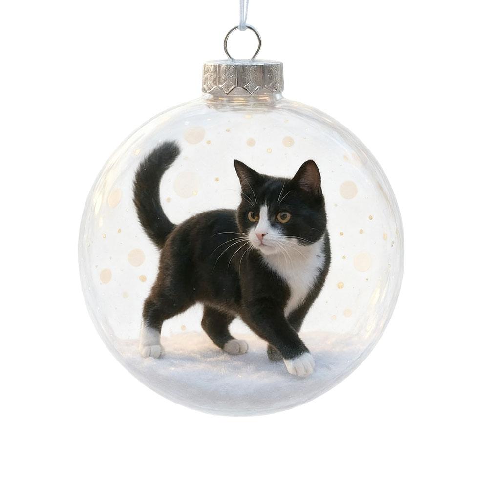 10CM 3D Cat Acrylic Christmas Ball Transparent Glass Ball Pendant Christmas Bubble Glass Ball Christmas Tree Hanging Ornaments