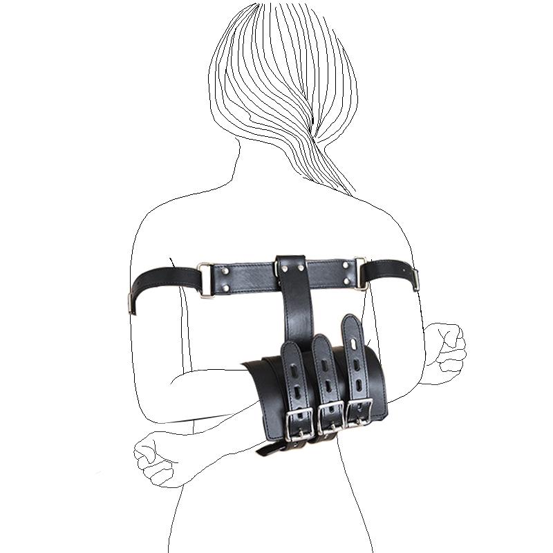 BDSM Bondage Leg/Arm Binder,Behind Back Straight Jacket,SM Leather Armbinder Restraint Slave Lockable Glove With Shoulder