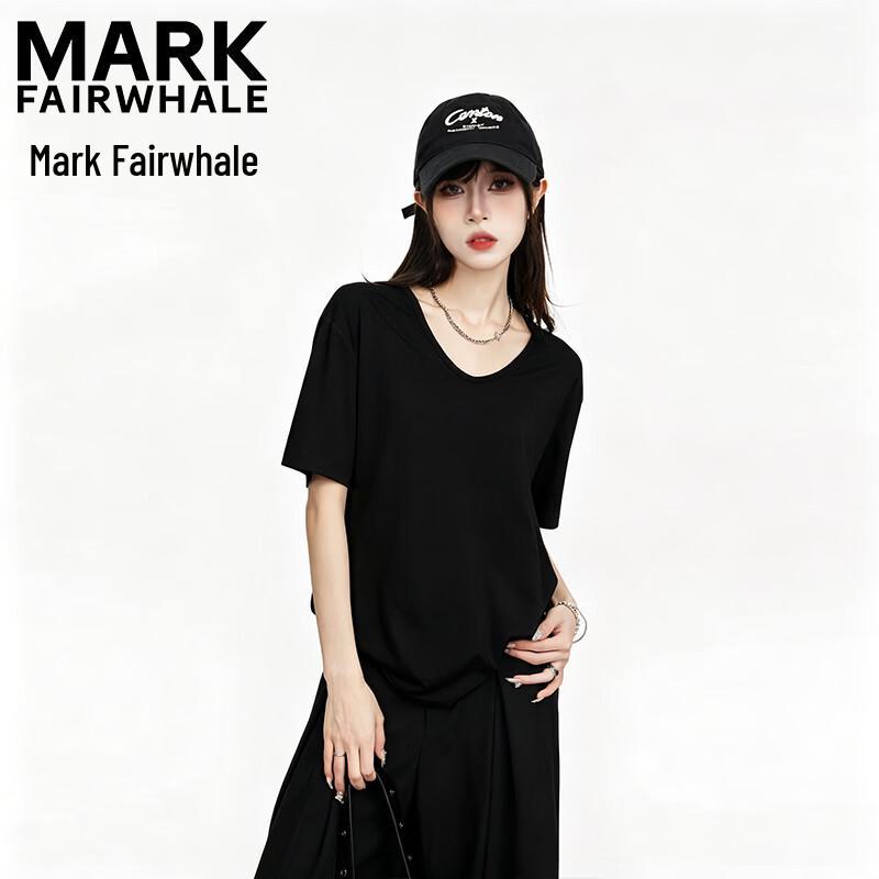 MARK FAIRWHALE Women s V-neck Snowflake Cotton T-shirt XL
