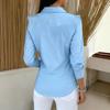 Women's Color Shirt Collar Long Sleeve Casual Loose Flared Cotton Linen Top